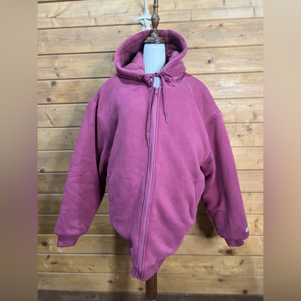 Comfrt Weighted Zip-Up Hoodie Berry Unisex Oversized Hooded Jacket WARM!!! XL - Picture 2 of 10